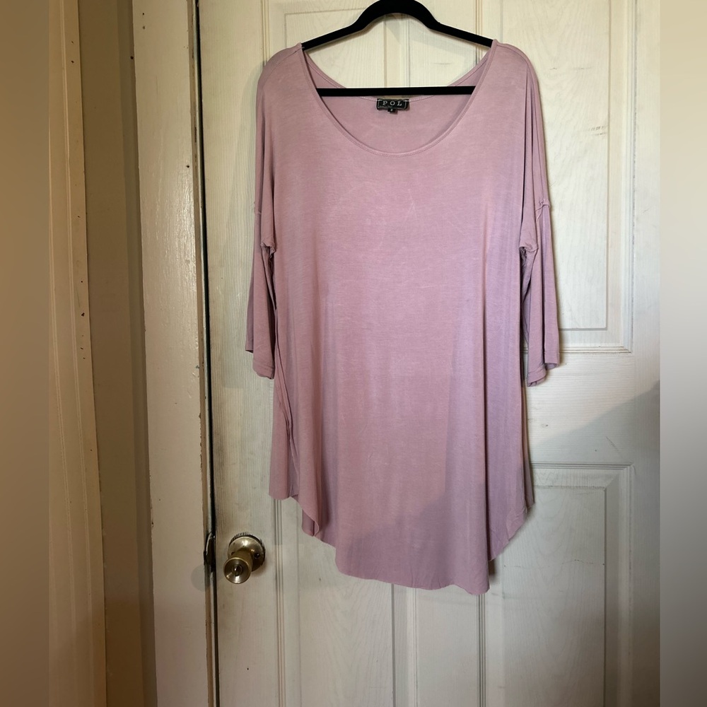 POL Lilac 3/4 Sleeve Ribbed Tunic